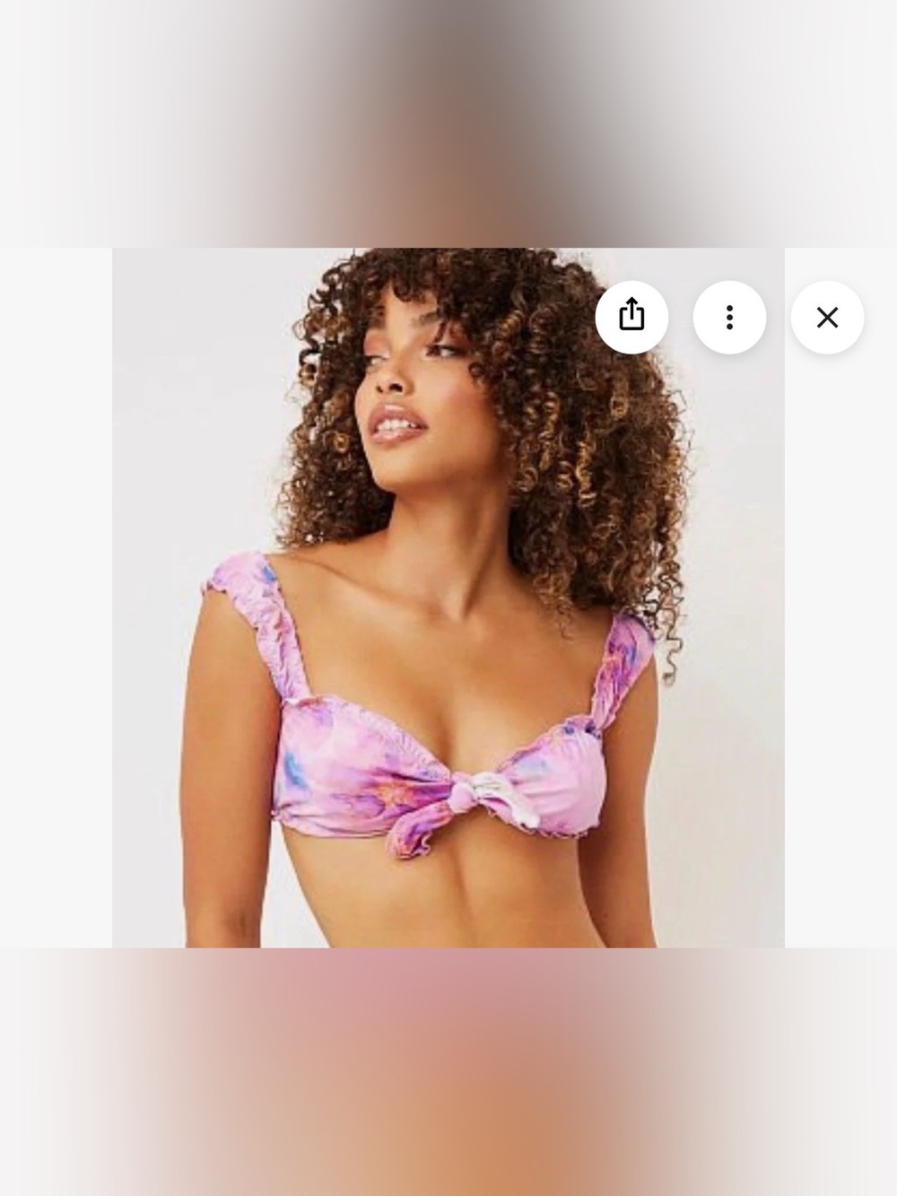 NWT Frankie's Bikinis Watercolor Floral Tie-Front Bikini Top